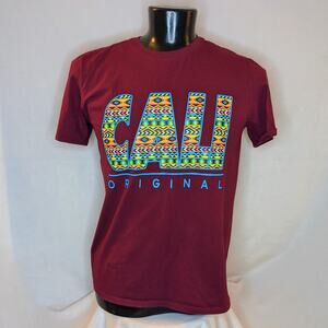 Cali California Original Graphic T-Shirt Men's Large Maroon